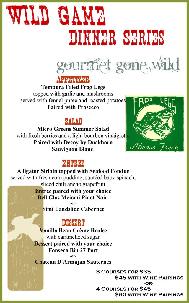 wild game menu - sept 2014